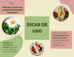 infográfico com dicas de uso do vale-refeição para uso durante o expediente, já que a resposta para a dúvida "quando sai de férias recebe Ticket" é não
