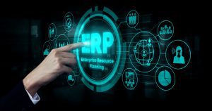 Ilustração de sistema de software ERP Enterprise Resource Management
