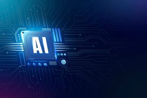 Imagem de placa de computador com AI escrito nela e circuitos mostra que a inteligência artificial é uma das tendências de HRIS