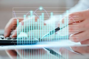 gráficos mostram projeções financeiras de uma empresa
