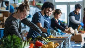 Diversos trabalhadores manipulando alimentos mostrado quais as vantagens do multibenefícios Ticket Super Flex