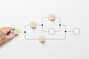 Ilustração de organograma empresarial simboliza os possíveis cargos na carreira RH
