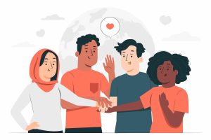 Ilustração com diferentes tipos de profissionais aptos a aplicar o teste de vocação