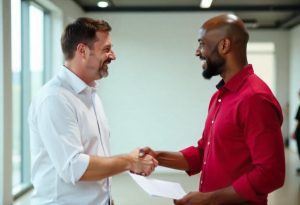Homem contrata colaborador por meio de contrato freelancer