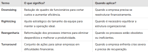 tabela comparativa entre downsizing e termos correlatos