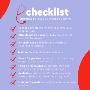 Tabela Check list de sintomas de falta de saúde emocional