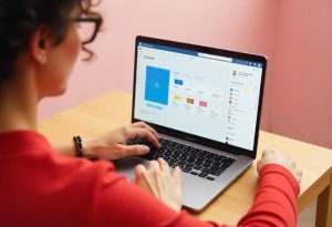Mulher inclui suas habilidades no currículo do linkedIn