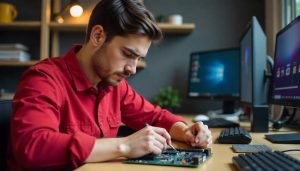 Homem demonstra uma de suas hard skills, incluindo essa e outras habilidades no currículo