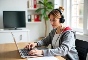 Mulher em trabalho híbrido é uma das ideias de benefícios para atrair funcionários ao presencial