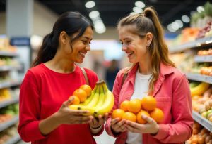 Duas mulheres fazendo compras juntas usando o que são benefícios flex