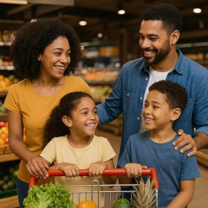 família faz compras e descobre como funciona a contratação do vale-alimentação
