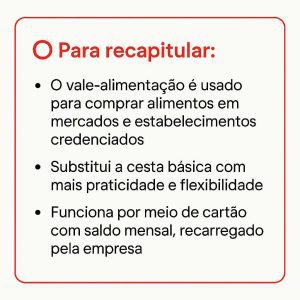 como funciona a contratação de vale-alimentação? quadro com definições