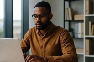 homem pesquisa como contratar benefícios corporativos personalizados