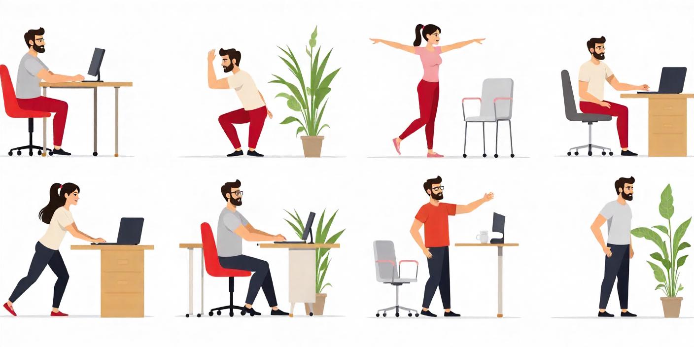 ilustrações que mostram poses sobre o que é ginástica laboral