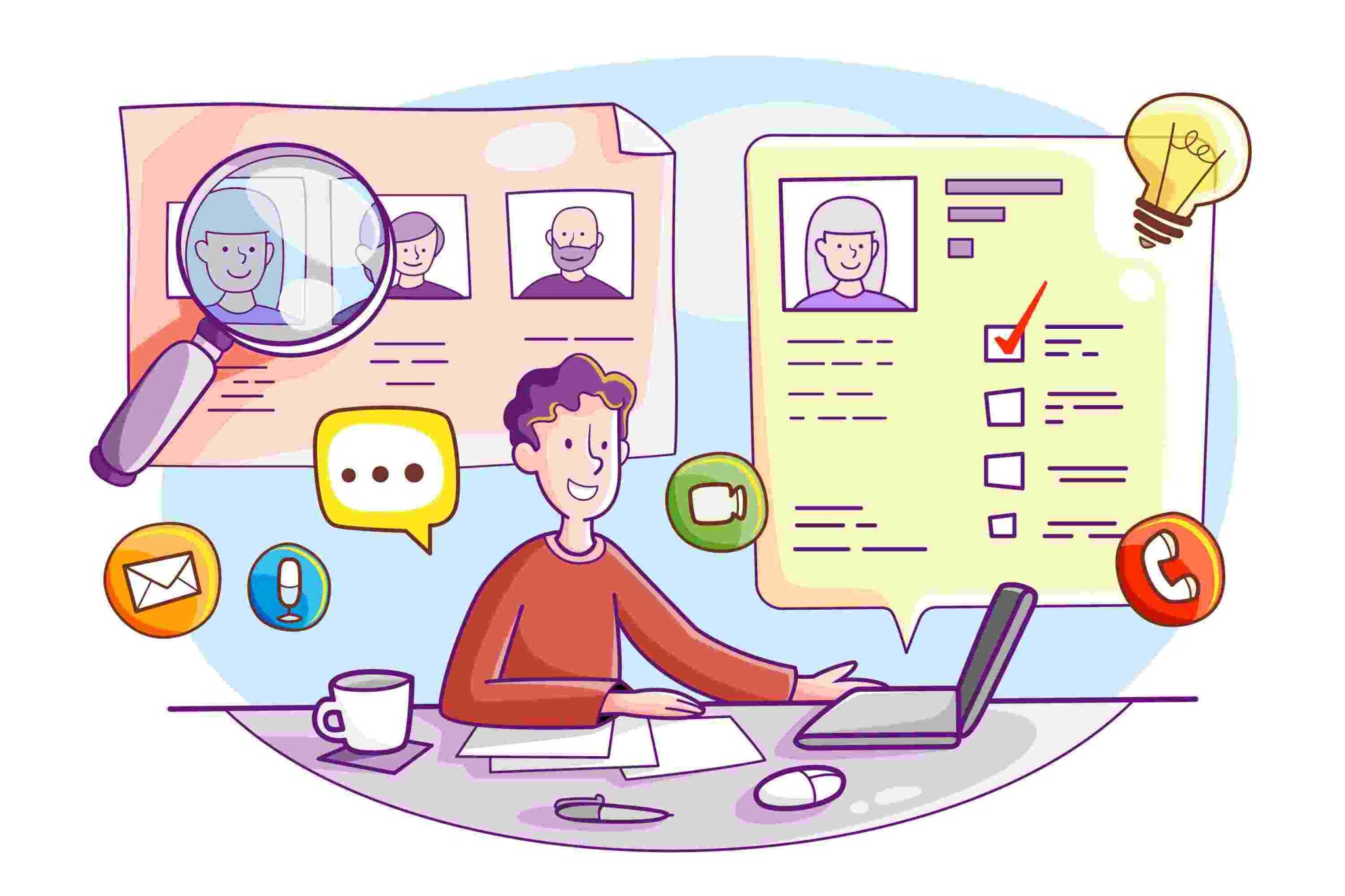 ilustração de homem no trabalho realizando comportamento preditivo