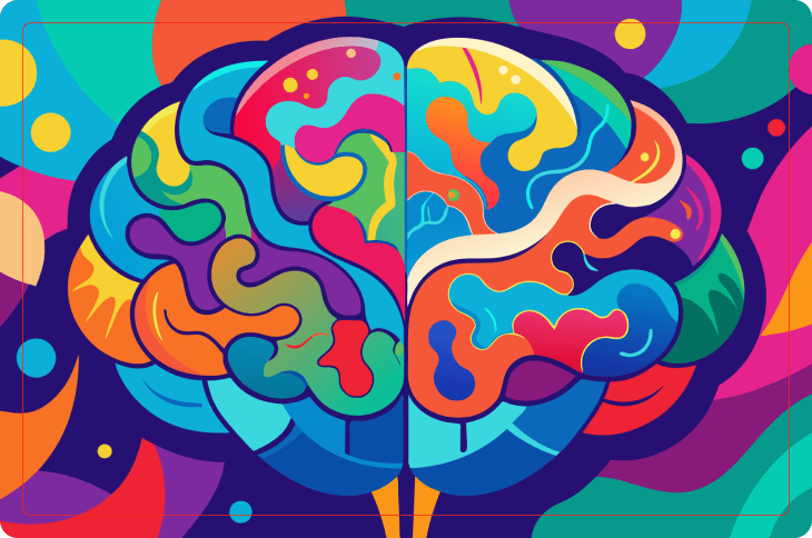 ilustração de um cérebro colorido representando a neurodiversidade
