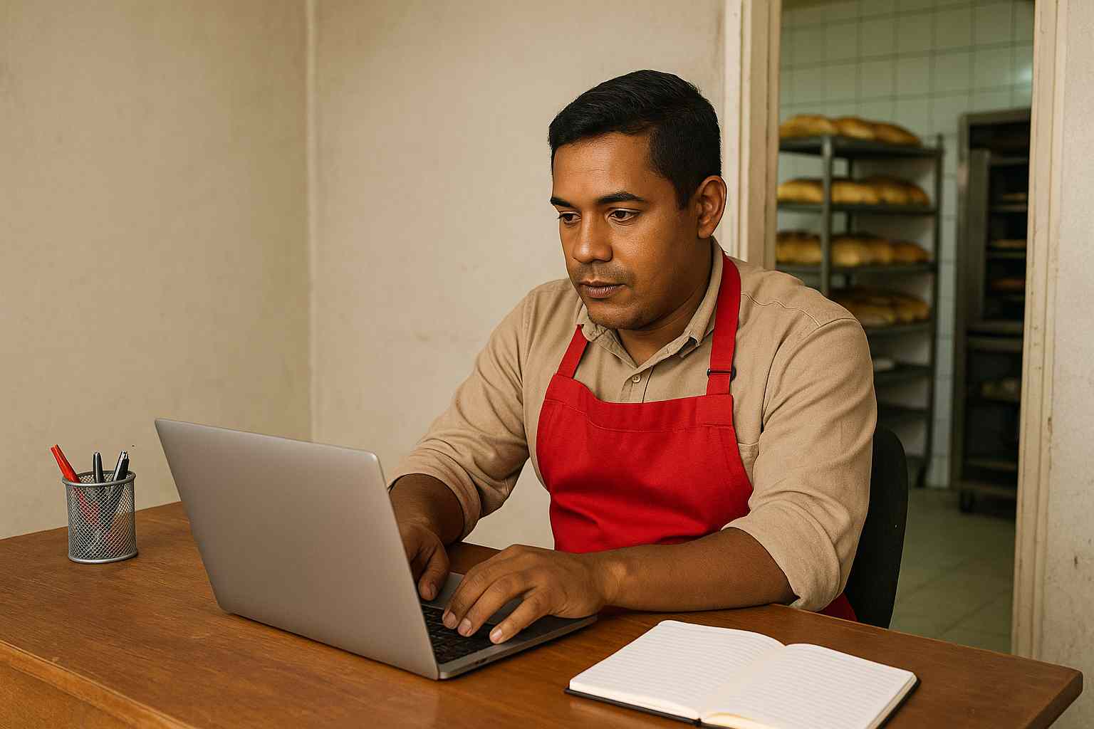 Empresário pesquisando na internet sobre benefícios fiscais para empresas.