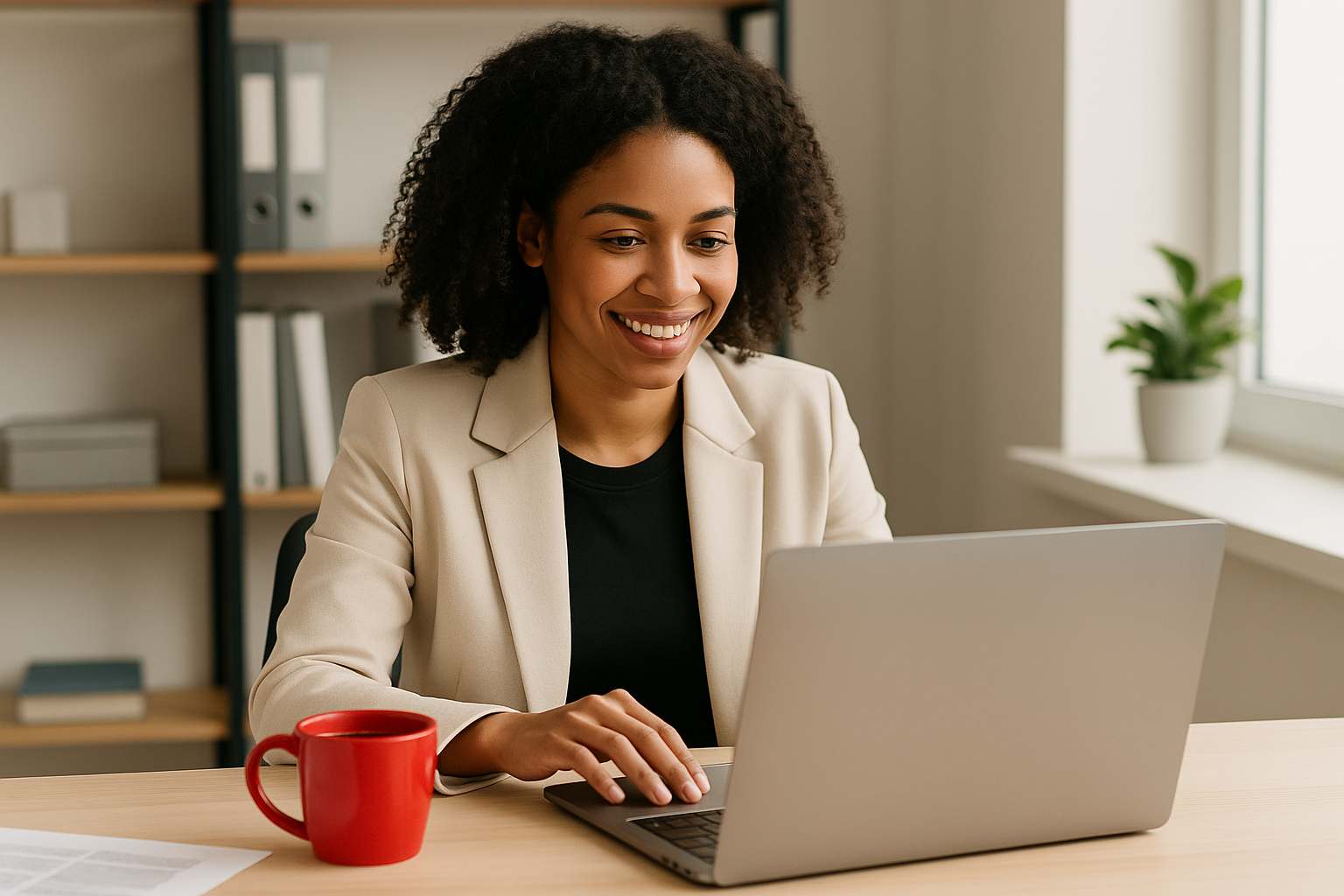 Mulher trabalha e procura saber como escolher o melhor vale-alimentação para minha empresa