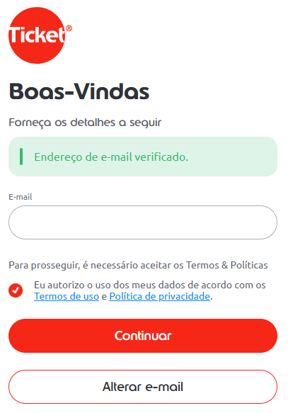 tela de sequência de contratar ticket transporte
