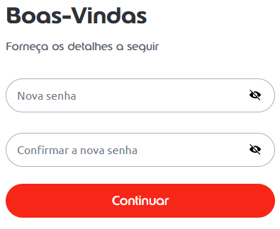 tela de criação de senha pra contratar ticket transporte