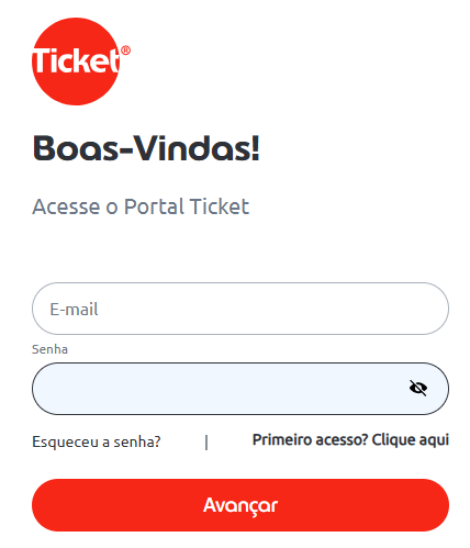 senha cadastrada pra contratar ticket transporte