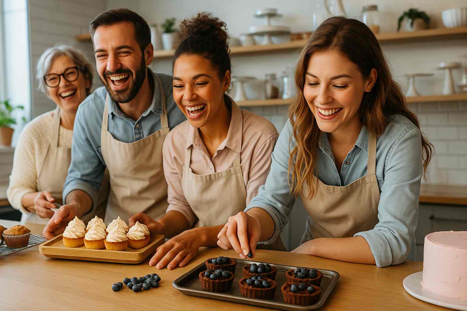 pessoas trabalhando animadamente em padaria mostram Vantagens do vale-refeição para a produtividade
