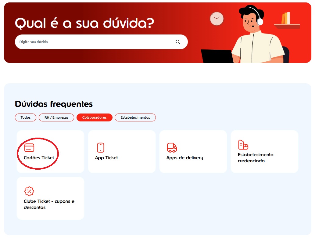 central de ajuda ticket cartões