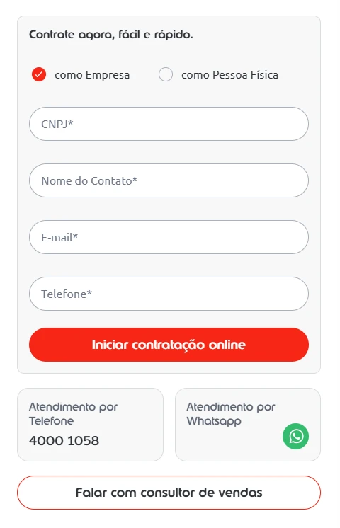 formulário pra contratar o ticket presente digital pela internet