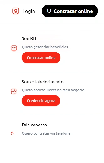 menu contratar ticket plus rh empresas