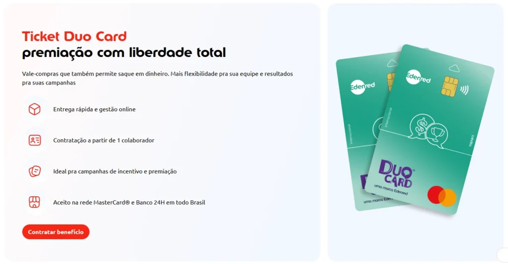tela de contratação página duo card