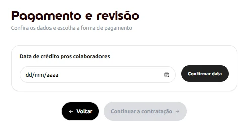 tela de confirmação de pagamento na contratação online
