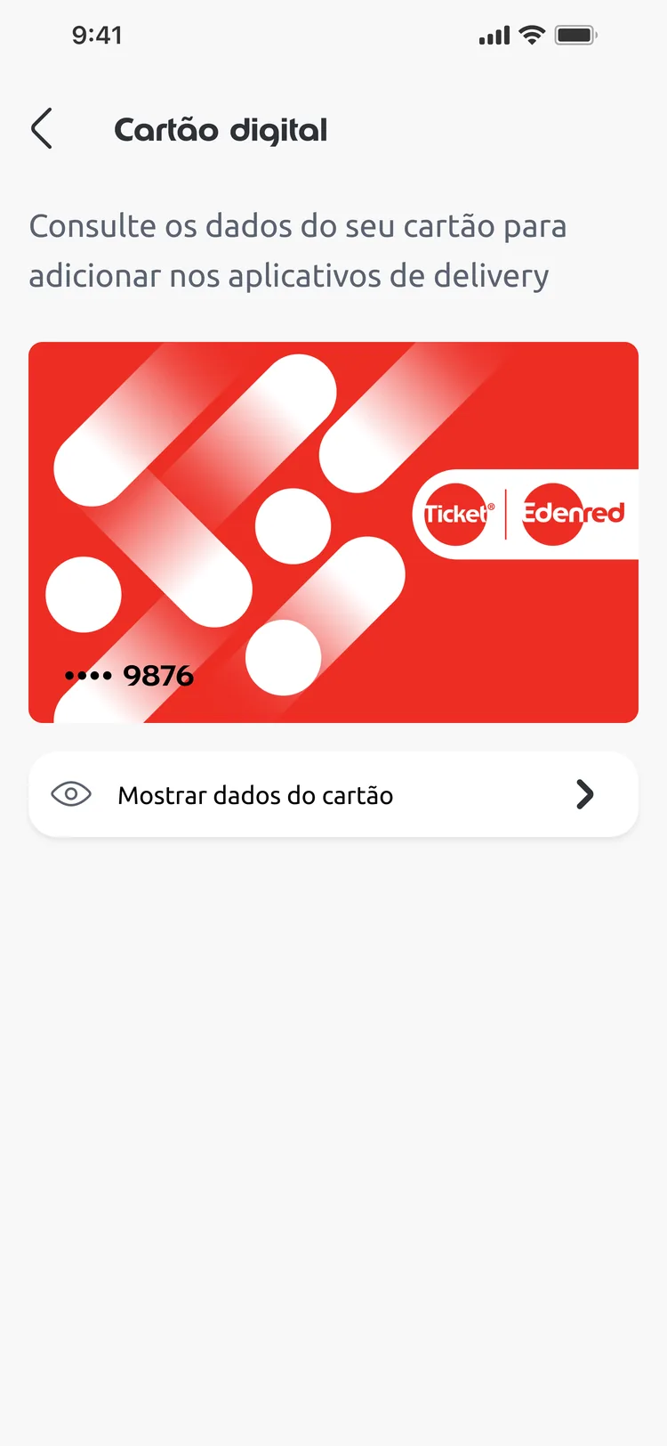 Cartão digital no app